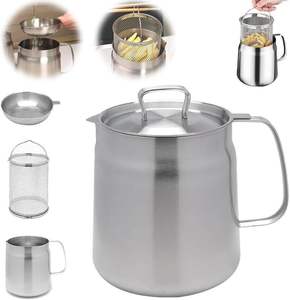 Ölfilter topf mit Sieb und Bratkorb Edelstahl ölsieb mit Bürste - Product Image 3