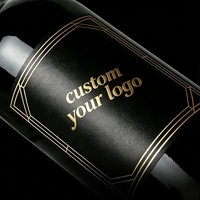Autocollants pour bouteilles de vin avec logo personnalisé, dorure à chaud de luxe, papier imperméable auto-adhésif, étiquettes imprimées pour bouteilles en verre