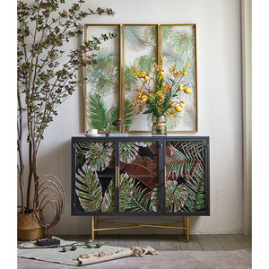 Mobili per soggiorno <span class=keywords><strong>con</strong></span> 3 porte in vetro console da buffet moderna credenza retrò per casa villa sala da pranzo armadietto - Product Image 1