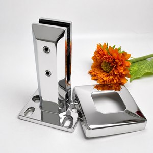 Morsetto per vetro quadrato con finitura riflettente, base a cupola in acciaio inossidabile 304, guarnizione in gomma per copertura ringhiera in vetro per centri commerciali - Product Image 3