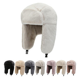 Chapeau bombardier en peluche épaisse pour hommes et femmes, chapeau d'hiver chaud, chapeaux trappeurs, chapeaux russes Ushanka, bonnets de neige, <span class=keywords><strong>bonnet</strong></span> à oreilles - Product Image 1