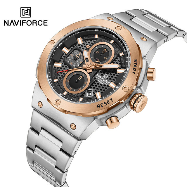 Top Brand NAVIFORCE Man Watch Stainless Steel Sport Watch Luxury Men Watches Luminous Waterproof Chronograph Package Gifts 8072