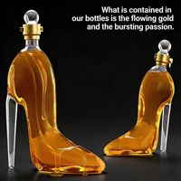 Bouteille de vin en verre personnalisée de 350 ml/750 ml, forme élégante de chaussure à talon haut, avec bouchons en liège pour brandy, gin, whisky