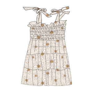 Fabrika OEM Hawaii baskılı çocuklar kızlar önlüklü elbise <span class=keywords><strong>Lace</strong></span> up özel tasarım çocuk çiçek elbise - Product Image 5
