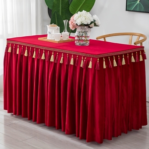 <span class=keywords><strong>Nappe</strong></span> de <span class=keywords><strong>table</strong></span> rectangulaire en velours doré épais avec glands suspendus, <span class=keywords><strong>nappe</strong></span> de <span class=keywords><strong>table</strong></span> unie pour exposition - Product Image 3
