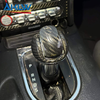 Pour Ford Mustang 2015 à 2020, véritable fibre de carbone sèche, pommeau de levier de vitesses de voiture, garniture de tête, accessoires de protection intérieure de voiture