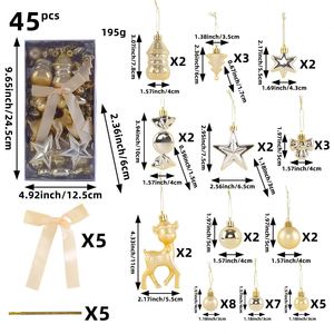 45 Pieces Set Christmas Decorations Bow Deer Snowman Star <b>Candy</b> Electroplated Ball Irregular Christmas Ball Tree Ornaments - Product Image 5