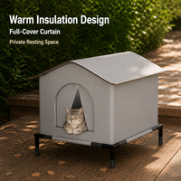 Nichoir d'hiver isolé pour chat, tente pour animaux de compagnie avec base flottante, abri chaud pour chats errants et petits chiens, utilisation intérieure et extérieure