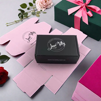 AT PACK Boîtes d'emballage de luxe en papier rose noir pour café, coffret cadeau pour expédition postale ondulée