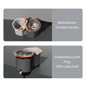 HOLAMOPA Juego de Mopa Giratoria Comercial y Cubeta con Sistema de Doble Compartimento para una <span class=keywords><strong>Limpieza</strong></span> Eficiente de Pisos y Pedidos al por Mayor - Product Image 3