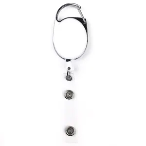 Custom Sublimatie Ontwerp Zwarte Vlakte Intrekbare Badge Reel Houders Met Id-kaart Houder