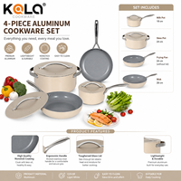 Set Peralatan Masak Anti Lengket Grosir dengan Lapisan Granit, Set Panci dan Wajan dengan Tutup Aluminium untuk Memasak di Dapur Rumah