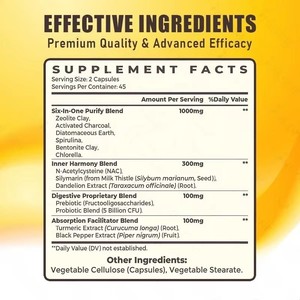 Suplemento de Marca Privada para el Hígado con Carbón Activado, Zeolita y Arcilla Bentonita para Eliminar Toxinas, Desintoxicación del Hígado, Digestivo e Intestinal - Product Image 2