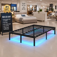 Cadre de lit en fer de haute qualité avec support robuste, alimentation par câble USB, lumière LED RGB, design de lit double, taille king size