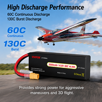 بطارية ليثيوم بوليمر للطائرات بدون طيار عالية التفريغ 4S 14.8V 3000mAh 60C، مخصصة لسباقات FPV وطائرات التحكم عن بعد، مع موصل مخصص