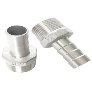 Conector de manguera Hexagonal de acero inoxidable 304, reductor de 6 puntos, rosca macho, lengüeta, inserto de cuero, junta de bambú para accesorios de tubería baja - Product Image 4