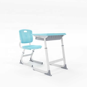 Conjunto de Silla y Escritorio para Estudiantes Ajustable y Moderno de PP+Acero, con Color y Tamaño Personalizables para Uso en Escuelas Primarias - Product Image 1