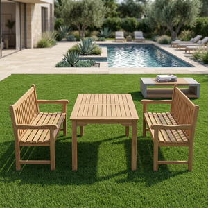 Modern Foldable Wood <b>Table</b> <b>and</b> <b>Bench</b> Picnic Set for Outdoor Dining <b>and</b> Park Use - Product Image 1
