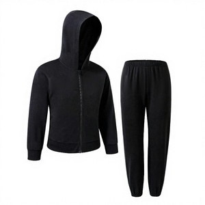 Conjunto Deportivo con Capucha para Mujer, Color Negro, con Estampado de Letras con Pedrería, Cierre de Cremallera en Manga Larga, Ropa Casual de Otoño - Product Image 2