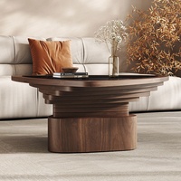 Table basse en bois massif avec verre trempé noir, design créatif, triangle creux, style moderne nordique, article de luxe léger