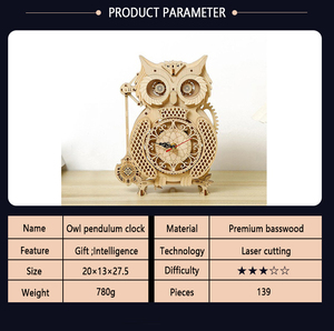 Wholesales DIY 3d Wooden <b>Puzzle</b> for Adults Kids for Home Decor Creative Owl Pendulum Clock <b>Puzzle</b> - Product Image 5