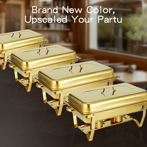 Plato de frotamiento de acero inoxidable de 12L con estufa de buffet de hotel de tres rejillas para calentar y sujetar alimentos - Product Image 3