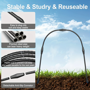 Aros de jardín de 8 piezas para camas elevadas, aros de invernadero de 37,4 "x 27,5" para Red de jardín de cubierta de fila, túnel de jardín sin óxido - Product Image 5