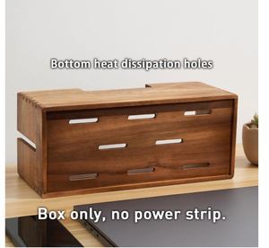 Boîte de gestion de câbles en bois d'acacia sur mesure, organiseur de câbles en bois <span class=keywords><strong>pour</strong></span> dissimuler les multiprises, les câbles électriques, les câbles de télévision, les câbles de bureau et de sol - Product Image 4