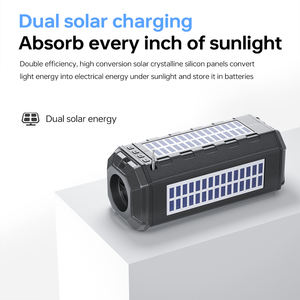 Altavoz solar multimodo compatible con tarjeta TF reproducción USB FM, altavoz inalámbrico portátil con linterna para viajes al aire libre - Product Image 2