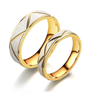 Wholesale Italian Style <b>Titanium</b> Steel Couple <b>Rings</b> High Quality No-Fading Gold Stainless Steel Inlay Jewelry for Gifts Parties - Product Image 5