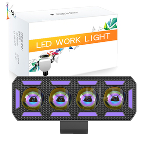 KLT Nuevas Luces Auxiliares LED de 4 Lentes Azules para Conducción, Foco de Trabajo Impermeable con Haz de Luz y DRL Rojo para Coches y SUV - Product Image 2