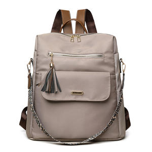 Mochila con borlas de tela Oxford británica Retro para mujer, nuevo diseño informal, Color de contraste multifuncional geométrico para damas y niñas - Product Image 1