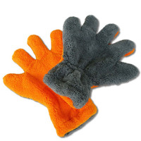 Gant de lavage de voiture en microfibre double face à cinq doigts en polaire corail, sans peluches, doux, pour le detailing automobile