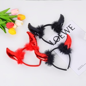 Wholesale Child Adults <strong>Devil</strong> <strong>Horns</strong> Headband Headwear Halloween Cosplay Festival Party Headbands - Product Image 1