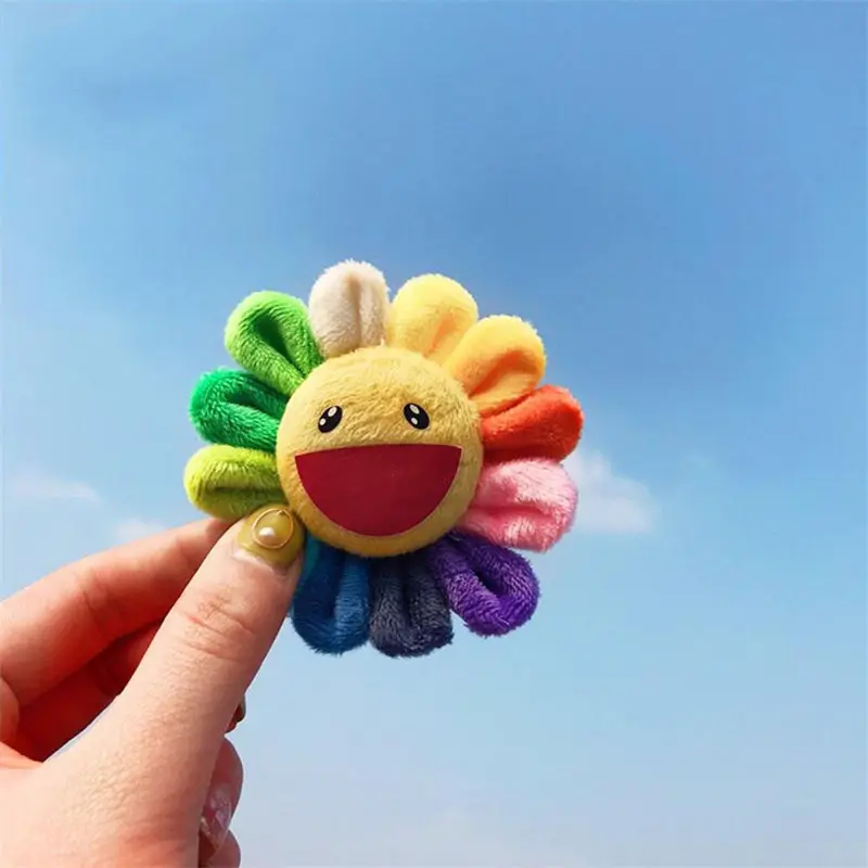 2022 Cute Cartoon Colorful Smile Sunflowers Rainbow Cloth Brooch Pins Jeans Bag Decoration Materials Jewelry Accessories B60504