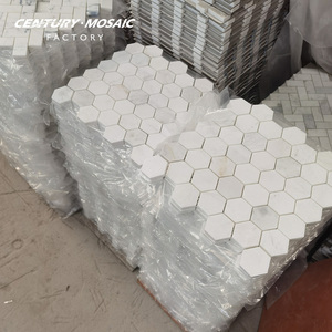 Mosaico de Mármol Hexagonal Blanco Pulido Centurymosaic, Mosaico Blanco Glorioso para Decoración de Paredes y Pisos de Baños, Cocinas y Duchas - Product Image 1