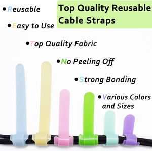 Coloré Flexible Nylon Cinch Ski Strap Crochet Boucle Câble Attache Velcroes 400mm 2.5mm Double Face Réutilisable Transporter Câble <span class=keywords><strong>Auto</strong></span>-agrippant - Product Image 3