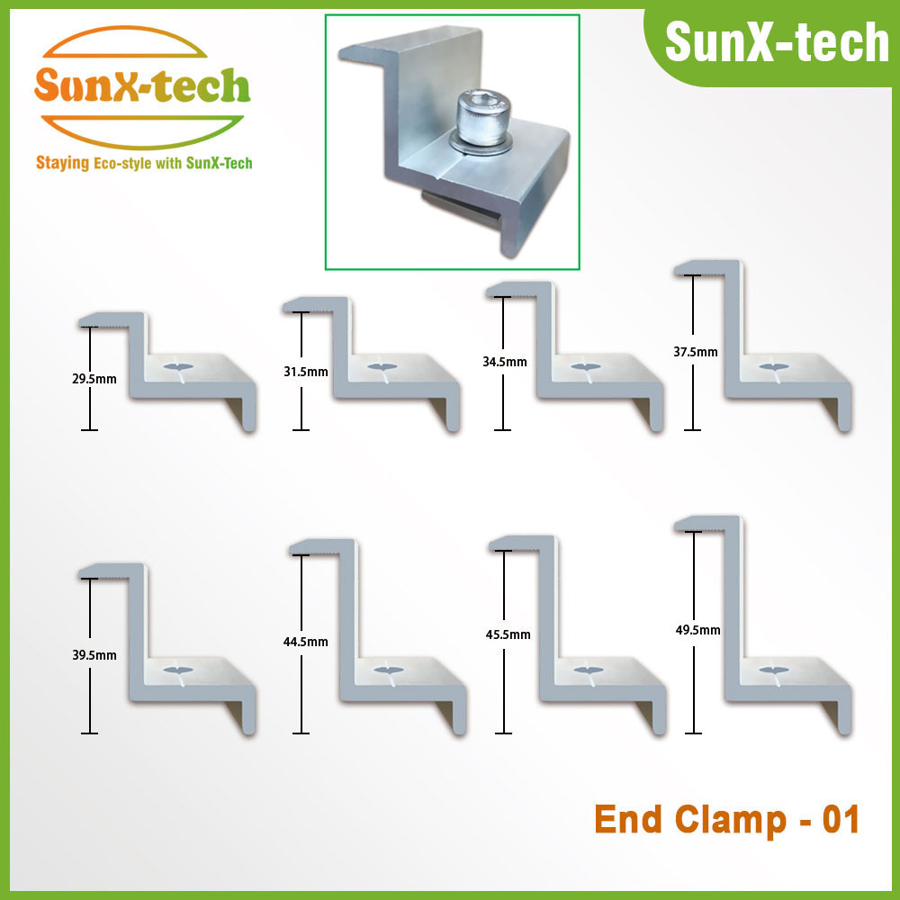 Anodized Aluminum 6005-T5 End Clamp Solar Panel Fixing Brackets for 35-50 mm Framed Solar Panel Installation · image 2