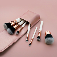 Vente en gros de pinceaux de maquillage de luxe avec logo personnalisé outils de beauté professionnels 6pcs mini pinceaux de maquillage de voyage avec sac en PU