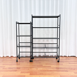 Étagères de rangement métalliques de haute qualité à 4 niveaux, étagères de rangement pour entrepôt, étagères amovibles avec roulettes pour une utilisation en cuisine - Product Image 6