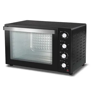 80L Double glass oven with convection, rotisserie, lamp, household oven for baking, toasting stainless steel
