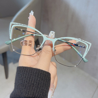 Lunettes Modernes Anti-Lumière Bleue pour Hommes Montures de Lunettes Oeil de Chat Verres Optiques 2025 Monture Transparente en Métal
