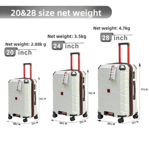 <span class=keywords><strong>Ensemble</strong></span> de 3 valises de voyage robustes à roulettes, 20, 24 et 28 pouces, valises rigides de luxe pour voyages d'affaires et vacances en famille, imperméables - Product Image 5