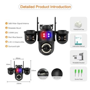 Cámara IP de Seguridad Inalámbrica <span class=keywords><strong>ICSEE</strong></span> de 9MP con Red Wifi, Tres Lentes, Luz Roja y Azul, PTZ para Sistema de Vigilancia Doméstica - Product Image 6