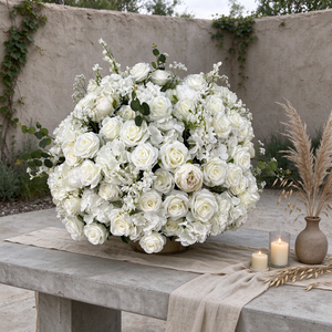 Rosa Artificial de Seda Blanca Hecha a Mano, Centro de Mesa Moderno y Duradero, Arreglo Floral Natural para Mesa de Boda - Product Image 1