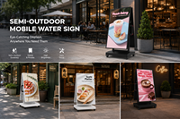 Kiosque d'affichage numérique mobile avec roues, signalisation double face, fonctionnant sur batterie, écran semi-extérieur haute luminosité de 49 pouces