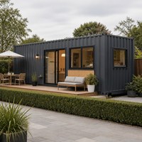 Bureau extérieur moderne insonorisé en structure acier, pod modulaire préfabriqué, poste de travail mobile