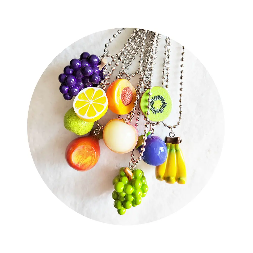 Groothandel 50Mm Lengte Schattige Hars Roos Liefdesbrief Fruit Ketting Koppels Hanger Ketting Sets Voor Vrouwen Meisjes Kinderen