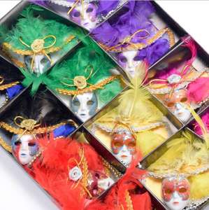 Masque de <span class=keywords><strong>venise</strong></span> aimants réfrigérateur 3D autocollants grande pivoine fleur filet chapeau artisanat Mardi Gras fête de mariage faveurs avec boîte - Product Image 1