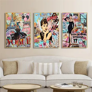 Moderne Mode Graffiti Street Pop Art Frau Poster Malerei Leinwand druck Wandbild für Wohnzimmer Home Decoration Frame less